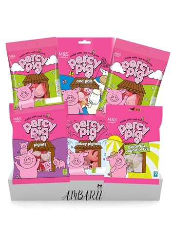 AMBARII Percy Pig Premium Gift Hamper Set | Gift Box | 6 Pack Gift Box | Pig & Pals | Phizzy Pigtail