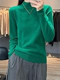 Pull Col Roulé Femme,Les Femmes Vert Foncé en Tricot Demi-Pull À Col Roulé Pull en Laine À Manches Longues Ont L'Air Mince Couche De Base Chemise Protection Contre Le Froid Chaud Mode Trajet, L