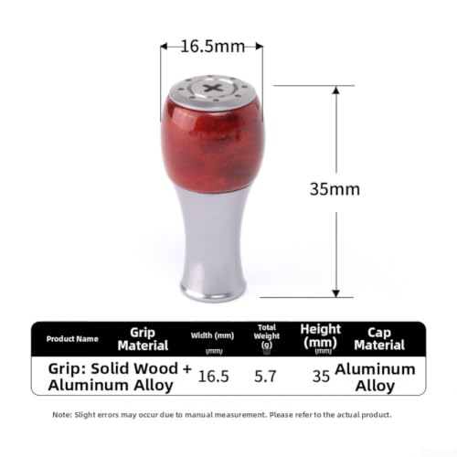 Pomo de madera maciza para carrete de pesca con núcleo de aluminio 2