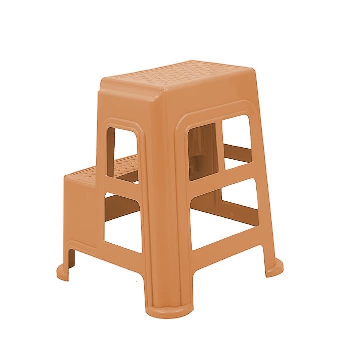 Image of SKYGLAMOUR Supreme 2-Step Heavy Duty Multi-Purpose Plastic Stool for Kitchen,Office and Home Use with Weight Bearing Capacity Upto 150 Kg (Color: Amber Gold, Pack of 2)