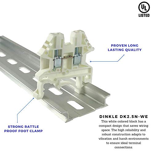 Dinkle White Dk2.5N-We Din Rail Terminal Block Screw Type Ul 600V 20A 12-22Awg, Pack Of 100 #TOP3