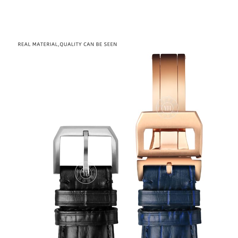 SCHIK Correa de reloj de cuero vacuno de 20 mm, 21 mm, 22 mm, repuesto para IWC Portugieser Porotfino Family PILOT'S Relojes Correa Hebilla plegable