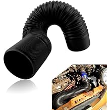 1-Pack Air Intake Telescopic Hose, 2.99 Inches Car Air Guide Wide Mouth Extension Hose, PP Material Adjustable Air Intake Device, Suitable for Most Cars Black #76MM