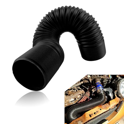 Jewkot 1-Pack Air Intake Telescopic Hose, 2.99 Inches Car Air Guide Wide Mouth Extension Hose, PP Material Adjustable Air Intake Device, Suitable for Most Cars (Black #76MM)