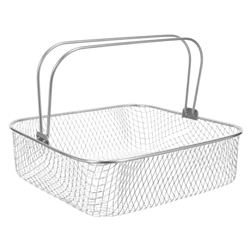 EXCEART Panier de Friture Carré Inox avec Poignée pour Friteuse à Air Panier Maille pour Cuisson Uniforme Résistant et Facile à Nettoyer Accessoire Pratique pour Airfryer