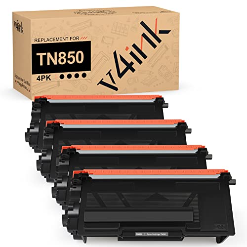 v4ink Compatible Toner Cartridge Replacement for Brother TN850 TN-850 TN-820 TN820 use with HL-L5200DW HL-L6200DW MFC-L5700DW MFC-L5800DW MFC-L5900DW DCP-L5600DN Printer (4 Packs, New Versio