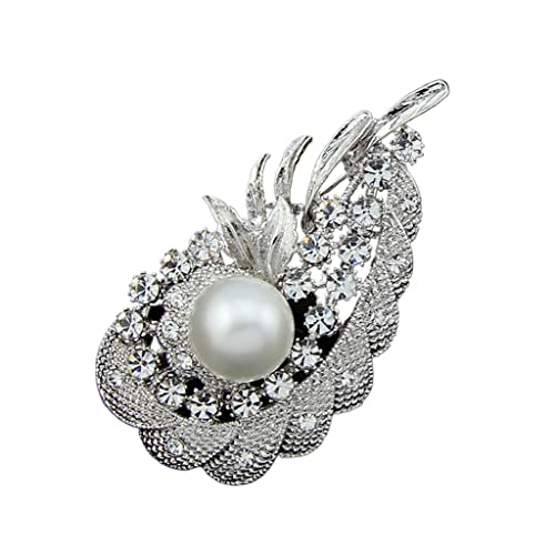 Broche en strass et bijoux en alliage de perles au design floral asymétrique