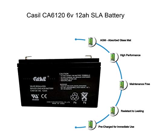 Casil 6V 12Ah Battery F2 Sealed Lead Acid - Agm - Vrla Replacement Battery Ca6120 2 Pack #TOP1