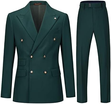 Cenne Des Graoom Men's Slim Fit 2 Piece Suit Double Breasted Business Wedding Prom Suits Blazer Tuxedo & Trousers……… Green