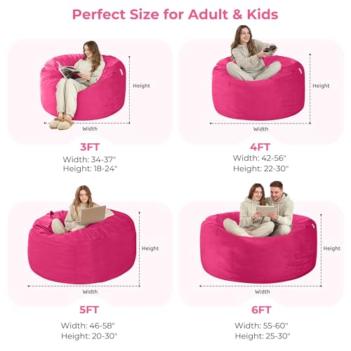 Image of HABUTWAY Bean Bag Chair: Giant 4' Memory Foam Furniture Bean Bag Chairs for Adults with Microfiber Cover 4Ft (Hot Pink)