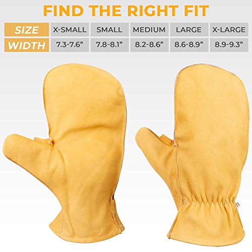 Kbar7 Chopper Mittens Leather Goatskin Sherpa Lined Cold Weather Glove Mitt Mens (Xl) #TOP3