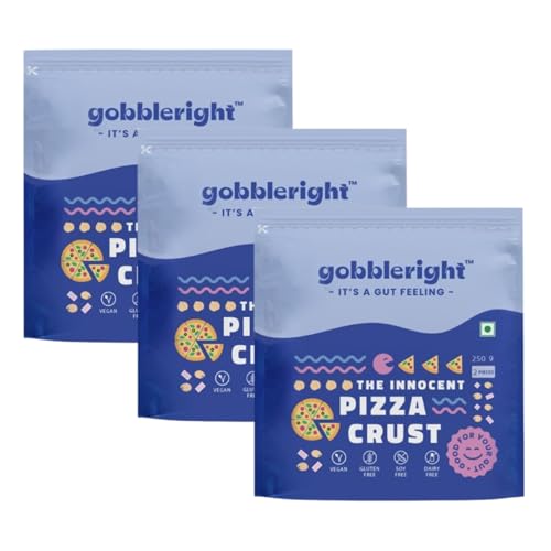 Image of GOBBLERIGHT Gluten Free Pizza Crust Pack of 3 (6 Pieces) | Vegan, Grain Free, Dairy Free, Soy Free Pizza Base | 250g | Ready to Eat | Thin Crust Pizza Base | Keto Friendly Pizza Dough | Healthy Pizza Bread