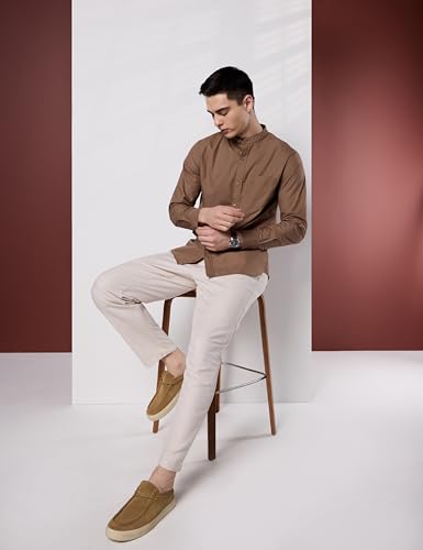 Image of Symbol Premium Men's Mandarin Collar Casual Cotton Poplin Shirt - Regular Fit |Full Sleeve | Pure Cotton (Available in Plus Sizes)
