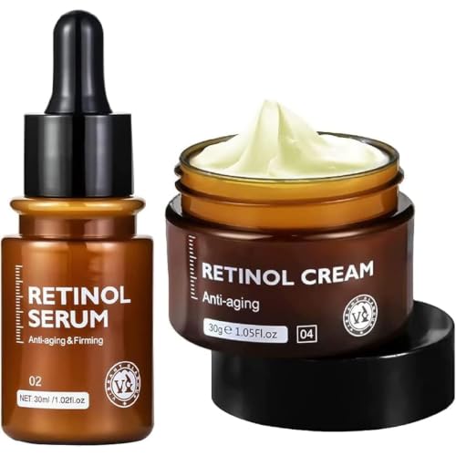 Retinol Face Cream 30g and Retinol Face Serum 30ml combination Anti-aging Firming Moisturizing Fade Fine Lines Deep Care Essence