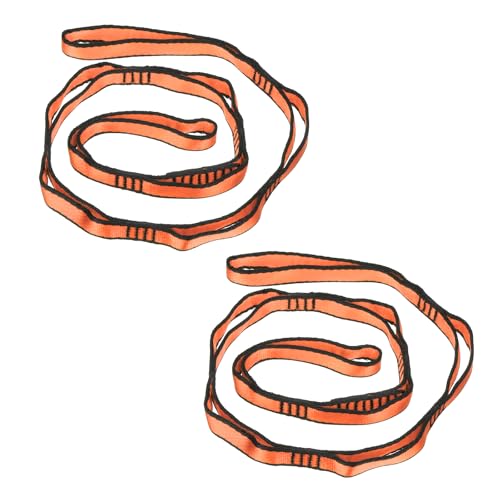 PATIKIL Correas Daisy Chain, Paquete de 2 Correas de Escalada Resistentes Ajustables de Nylon con 8 Lazos para Columpio de Hamaca de Yoga Aéreo, Naranja