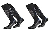 PistenSauser 2 Paar Paar Coolmax-Skisocken, Funktionskniestrümpfe (35-38, schwarz-blau)