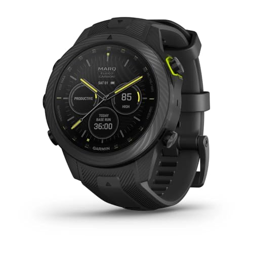 Garmin Marq Athlete Generation-2 46mm Carbon Edition Smartwatch con cinturino in silicone, nero