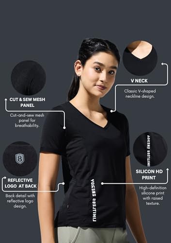 Image of Women's V Neck Cut & Sew Mesh Panel Top