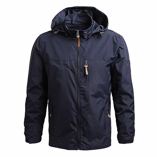Chaqueta de invierno 2024 para hombre, chaqueta de cárdigan para hombre, traje de montañismo, chaqueta cortavientos, chaqueta deportiva al aire libre, abrigo de Navidad para hombre, azul, XXL