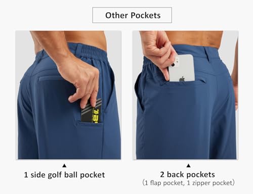 Image of TBMPOY Men's Golf Shorts Lightweight 5 Pockets Casual Dress Stretch Elastic Waist Quick Dry Flat Front Travel Shorts