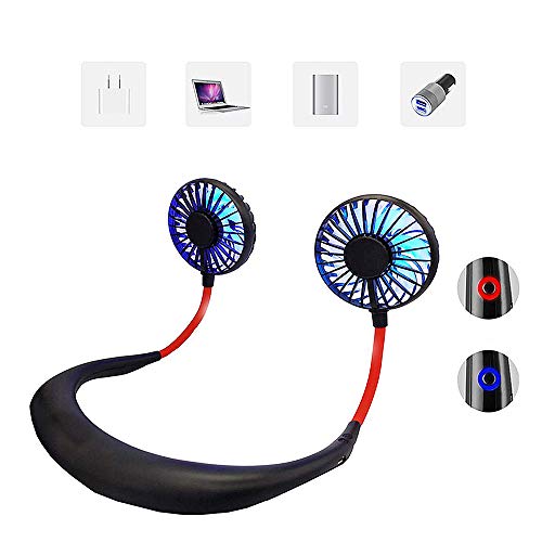 Wearable Neckband Fan, USB Ventilator Portabletragbarer Kleiner Lüfter, Mini Wiederaufladbare Reiselüfter,Kopfhörer Design Wearable