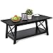 Giantex X-Design Wooden Cocktail Side Coffee Table Shelf Rectangle w/Storage Shelf Black
