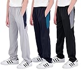 Real Essentials 3 Pack: Boys Active Tricot Sweatpants Track Pant Basketball Athletic Fashion Teen...