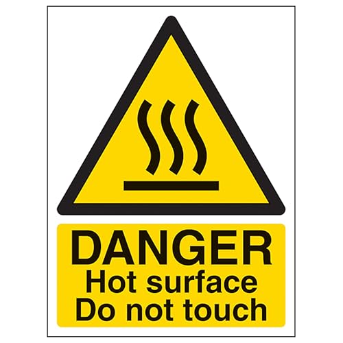 V Safety Danger Hot Surface Do Not Touch - Portrait 150 x 200mm - 2mm Rigid Plastic Safety Sign