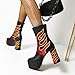 Embroidered Gogo Boots for Women, Flams Totem Pull-on Rave Boots with Platform Chunky Block Heel, Retro Moto Rider Style Party Shoes for Dancing, Festival, Club, and Fashionable Outfits (Black Embroidery,7.5)