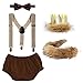 IBAKOM Costume da leone per bambini, costume da leone, pantaloncini + bretelle + papillon + coda di peluche + pelliccia sintetica corona, per fotografia, 5 pezzi 07 3-24 mesi