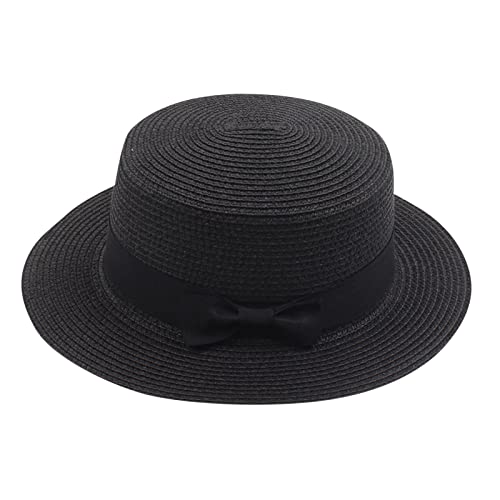 Summer Straw Hat Fedora Hats For Kids Girl Flat Top Hats Pork Pie Hat Wide Brim Church Hat Boater Cap #TOP9