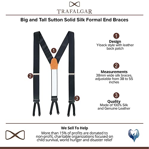 Trafalgar Big And Tall Sutton Solid Silk Formal End Braces #TOP3