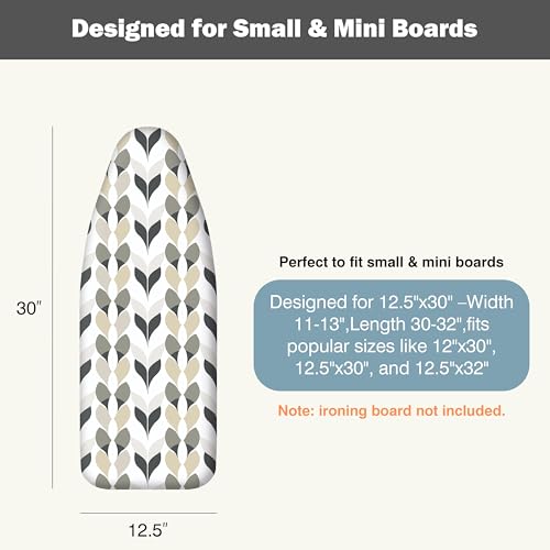 Image of Small Ironing Board Cover and Pad 12.5 inchx30 inch Small Iron Board Cover with Padding,Tabletop Mini Ironing Board Cover and Pad Small Size, Cotton Canvas, Heat Resistant, Drawstring Closure Foliage