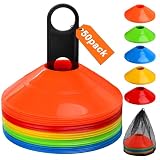 Alytree Markierungshütchen Hütchen Fussball, 50er Set Fußball Zubehör mit Ständer & Netztasche, Hütchen Sport für Fußball Training, Sport & Hundetraining