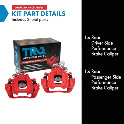 Image of TRQ Performance Rear Driver and Passenger Side Brake Caliper Set Caliper Brackets Compatible with Ford Explorer Taurus Lincoln MKT