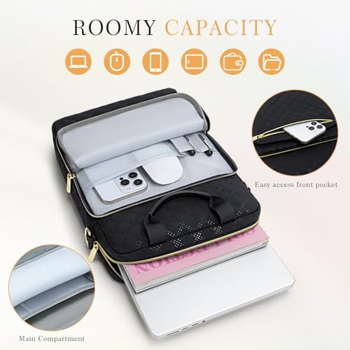 Laptop Tablet Sleeve Bag Carrying Case Fits 14 inch MacBook Pro M4 M3 M2 M1/13.6 inch MacBook air M4 M3 M2/13 Inch iPad Pro M4 Air M3/12.9 inch iPad with keyboard, Black3