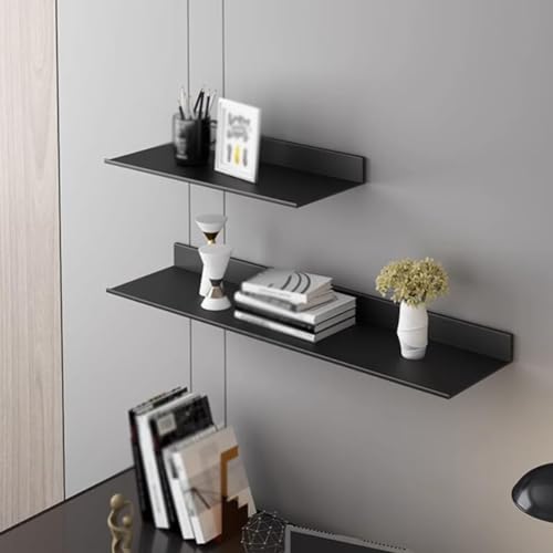 Étagère murale flottante en aluminium noir 100cm pour plantes et salon
