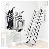 12 Steps Retractable Loft Foldable Ladder, Extra Wider 4in, Stairs Pull Down System for Height 9.8ft, Wall-Mounted Collapsible Ladder, Attic Stairs with 2 Handrails, 660lb Capacit(12 Steps)