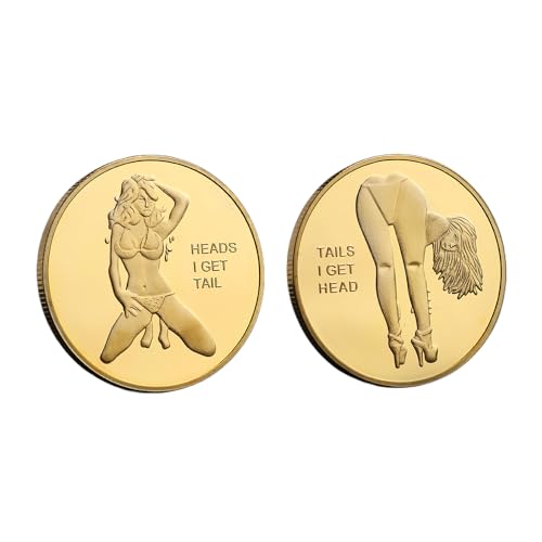 Head and Tail Coins,Heads I Get Tail Coin,Tails I Get Head Coin,Date Night Gift for Men and Women,Double-Side Challenge Coin Lucky Token,Gold Coins
