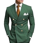 HANBANGWEI 2 Piece Double Breasted Suit Men Slim Fit Mens Double Breasted Blazer Pants Sets Weddi...