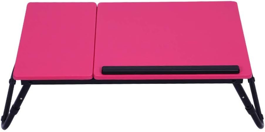 MMWYC Foldable Laptop Table | Bed Desk | Breakfast Serving Bed Tray | Portable Mini Picnic Table & Lightweight | Folds In Half W' Inner Storage Space/23.6x13.4x7.87inches (Color : Pink)