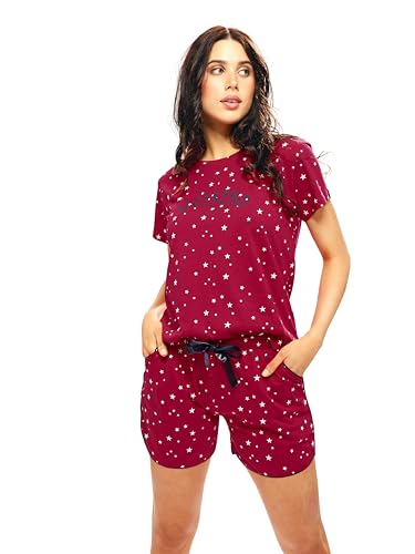 Image of LOTIK Women's Cotton Star Print Top & Shorts Nightwear Set