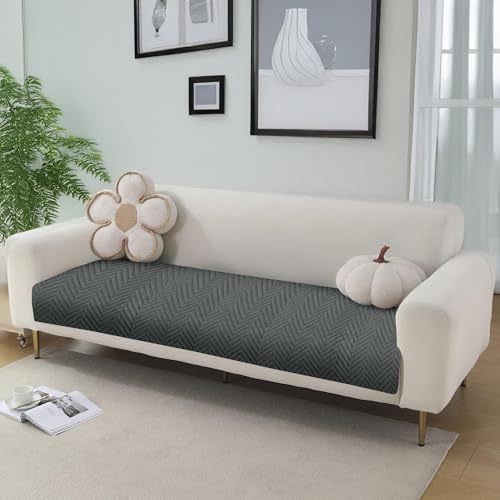 Image of Amazon Basics - Velvet Quilted Make Your Own Sofa Cover | 3 Seater | Multi-Layered Fabric | 180cm x 70cm | 350 GSM | Color - Light Grey