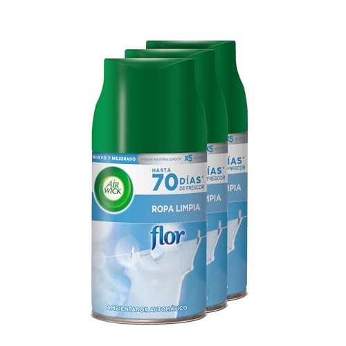 Air Wick Freshmatic Recambios de Ambientador Spray Automático, Fragrancia Flor, Pack de 3