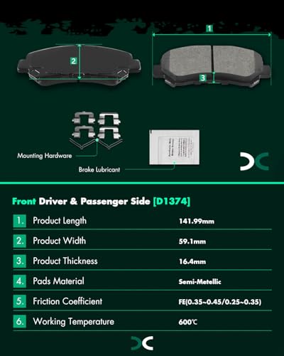 Image of SCITOO D1374 D1415 Front Semi-Metal Rear Ceramic Brake Pad Sets | 2009-2022 For Nissan For Maxima,2008-2013 For Rogue,2008-2012 For X-Trail