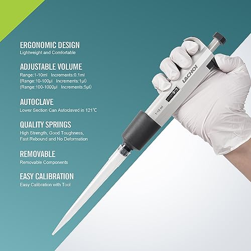 Lachoi 1/10 Lab Single Channel Pipettor Adjustable Variable Volume,1-10Ml High Accurate Micropipette thumb #4