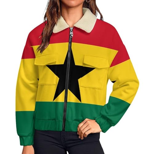 Veste polaire femme à motif Ghana pour rester au chaud au travail et en ville