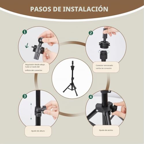 Soporte para peluca y trípode de cabeza de entrenamiento de metal 7