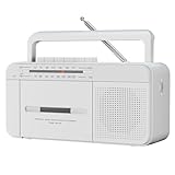 SEMIER Portable Cassette Player Recorder Boombox with AM/FM Radio, AC or Battery Powered Vintage Casette Tape Player with Loud Speaker and Earphone Jack for Home or Outdoor White