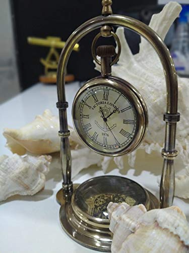 Vintage Brass Desk Clock, Shelf Clock Display Compass, Nautical Navy Personalized Souvenir Compass, Directional Pocket Watch For Bedroom, Kitchen, Office Decorative Art, Gift For Loved Ones #TOP5